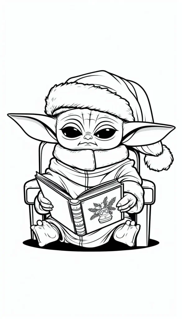 Christmas Baby Yoda Coloring Pages