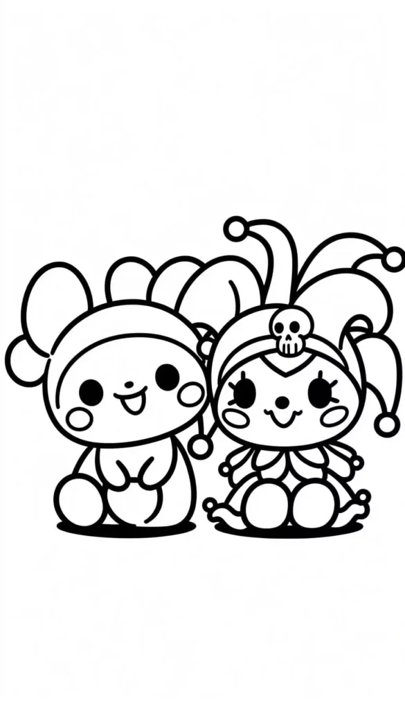 Cinnamoroll and Kuromi Coloring sheet
