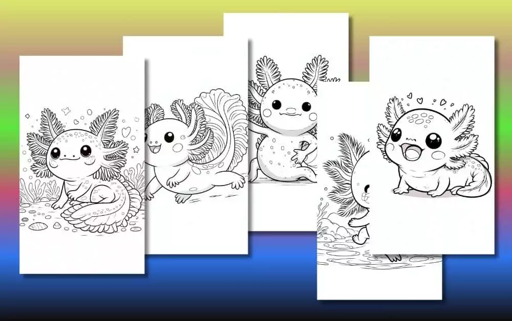 Cute Axolotl Coloring Pages