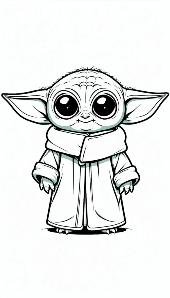 Halloween Baby Yoda Coloring Pages-standing pose