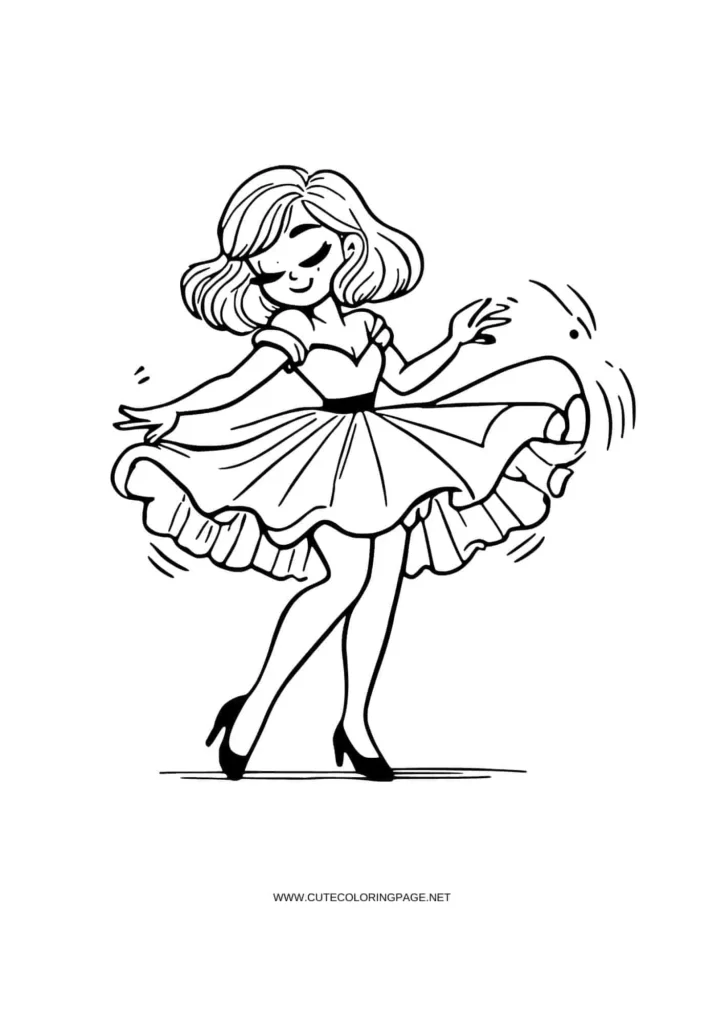 a young girl dancing gracefully  Coloring Page