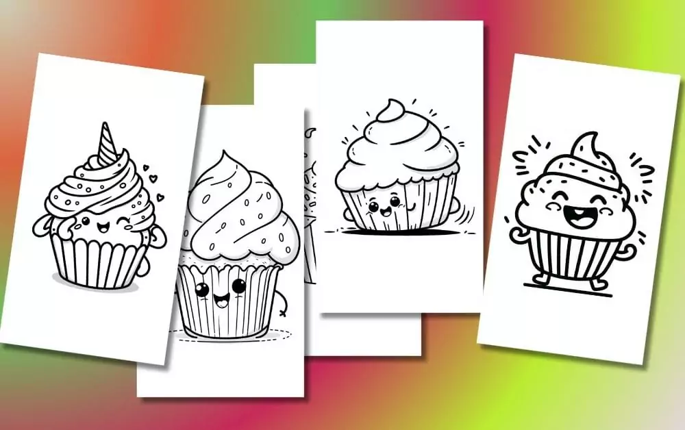 Cute Cupcake Coloring Pages For Kids [Free Printable PDFs]