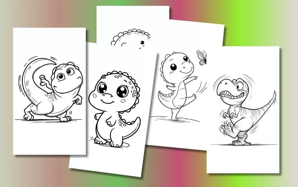 Cute Dinosaur Coloring Pages For Kids [Free Printable PDFs]