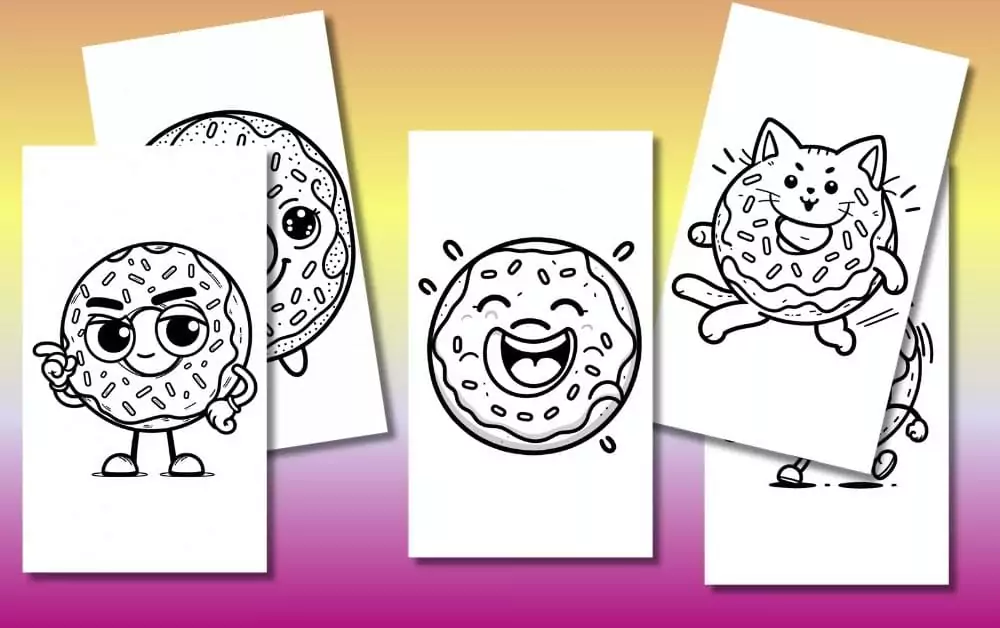 Cute Donut Coloring Pages For Kids [Free Printable PDFs]