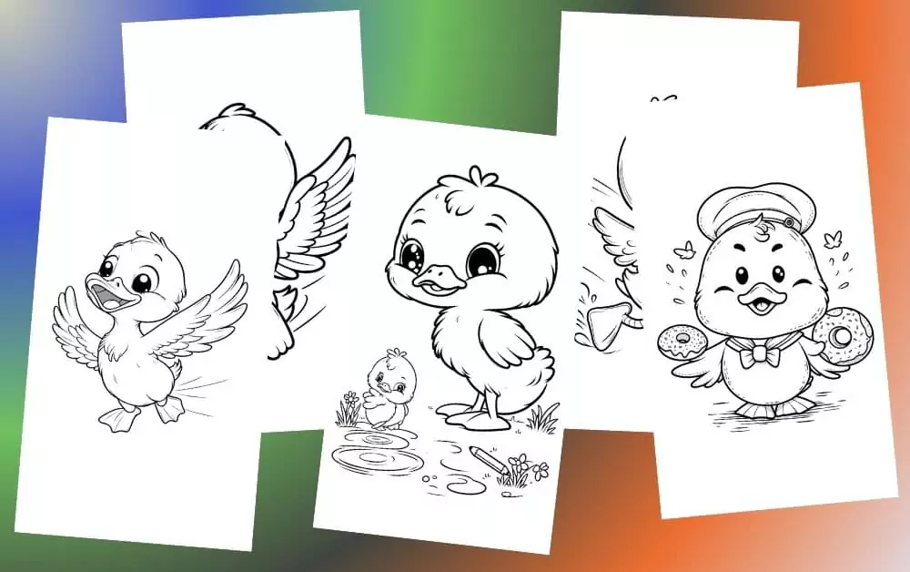 Cute Duck Coloring Pages For Kids [Free Printable PDFs]