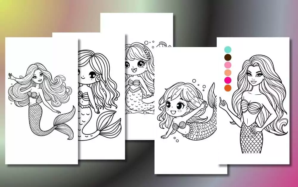 Cute Mermaid Coloring Pages