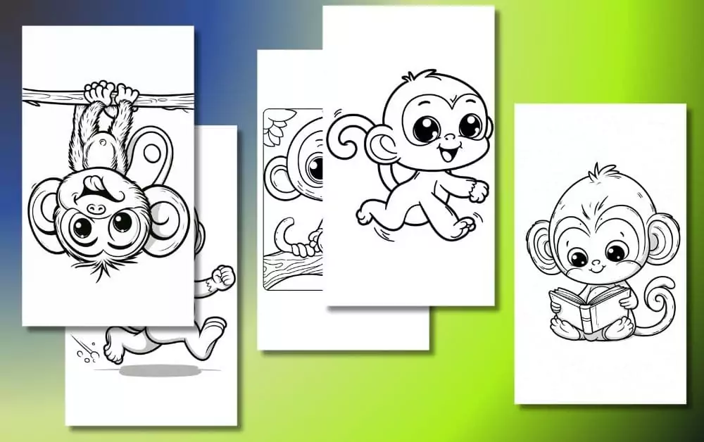 Cute Monkey Coloring Pages For Kids [Free Printable PDFs]