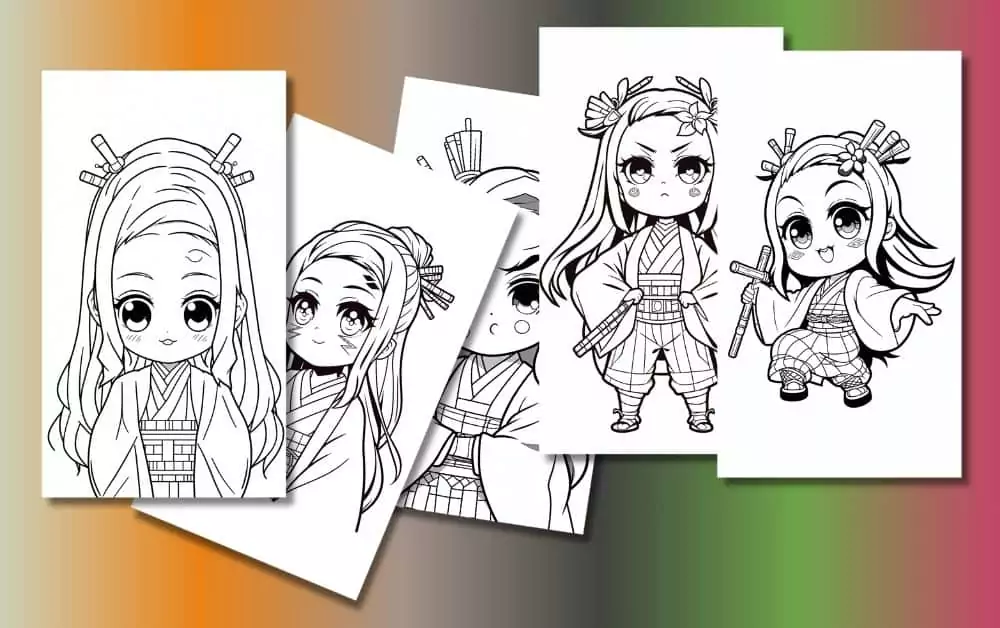 Cute Nezuko Coloring Pages For Kids [Free Printable PDFs]