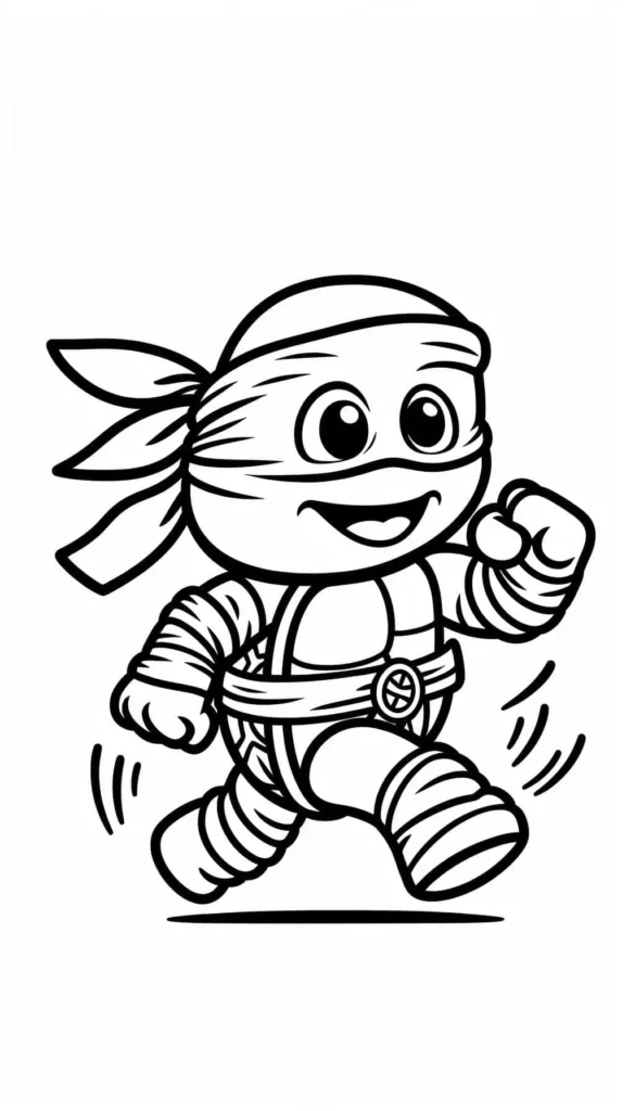 Baby Ninja Turtle Coloring Page - running Pose