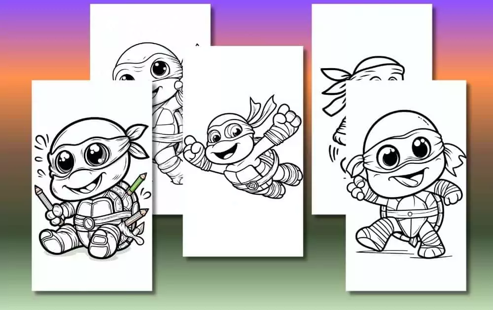 Cute Ninja Turtle Coloring Pages For Kids [Free Printable PDFs]