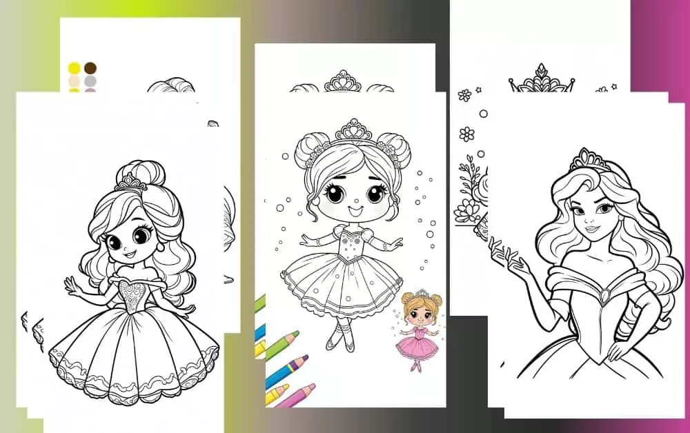 Cute Princess Coloring Pages For Kids [Free Printable PDFs]