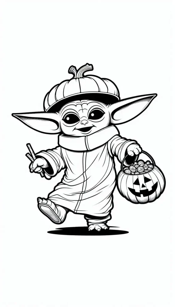 Halloween Baby Yoda Coloring Pages