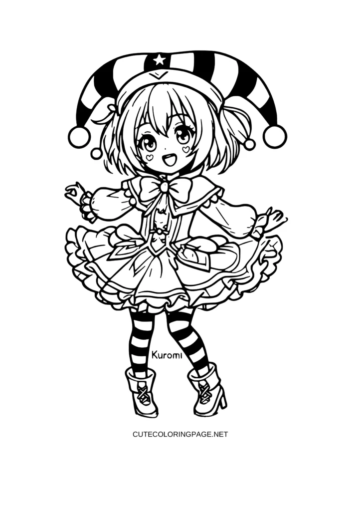 Kuromi Anime Girl Dancing Coloring Pages
