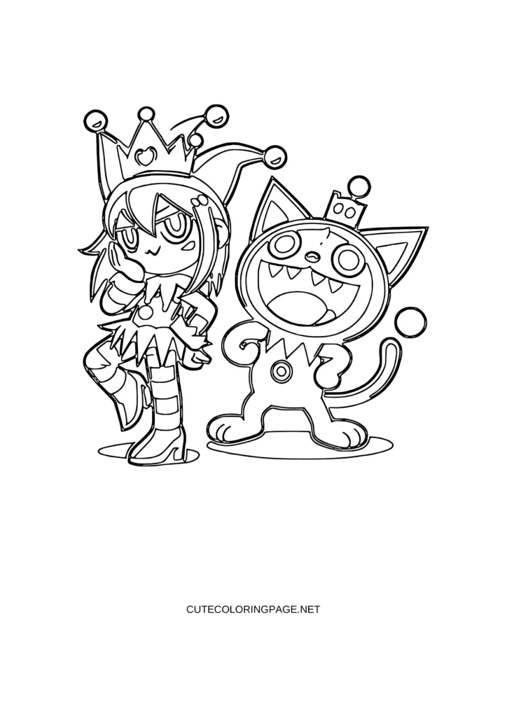 Kuromi and Badtz Maru in attitude pose Coloring Pages