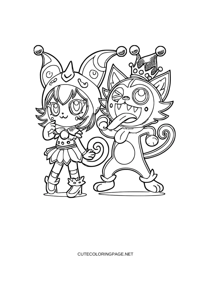 Kuromi and Badtz Maru joful Coloring Pages