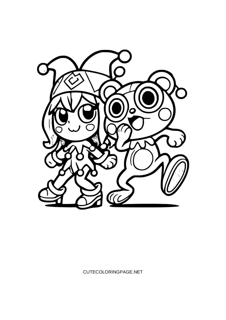Kuromi and Keroppi are in an excited mood Coloring Pages