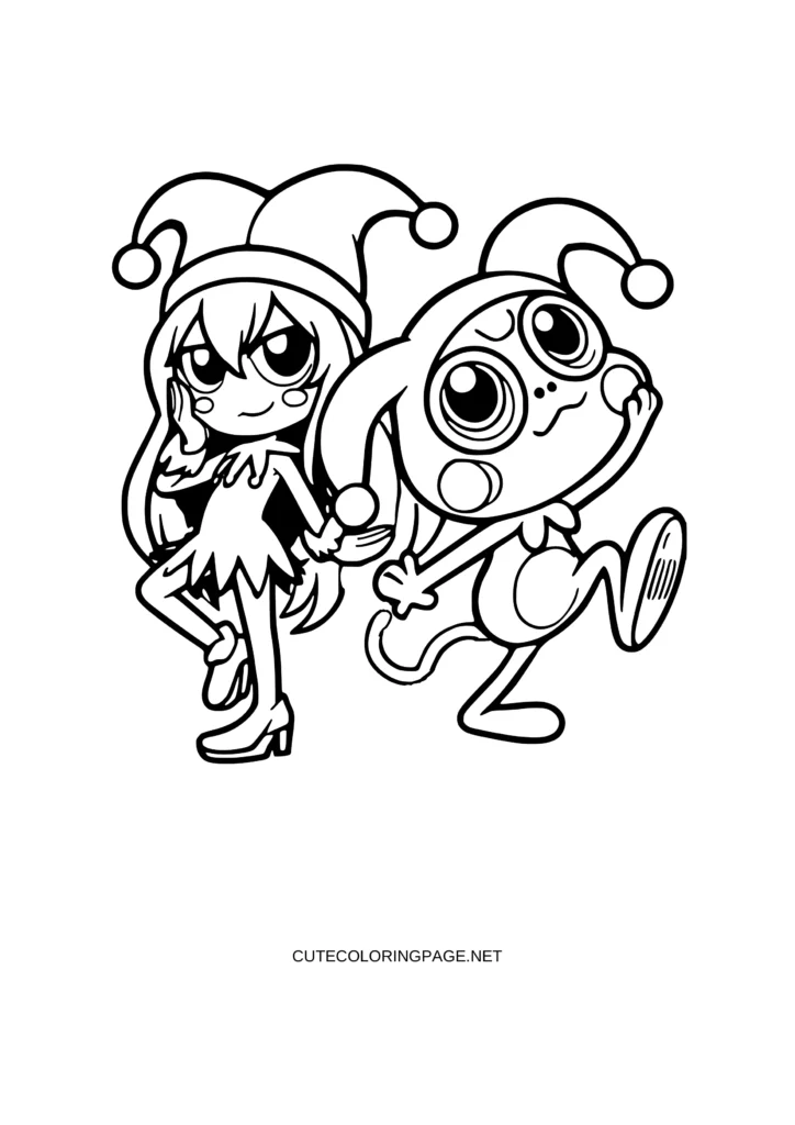 Kuromi and funny Keroppi Coloring Pages