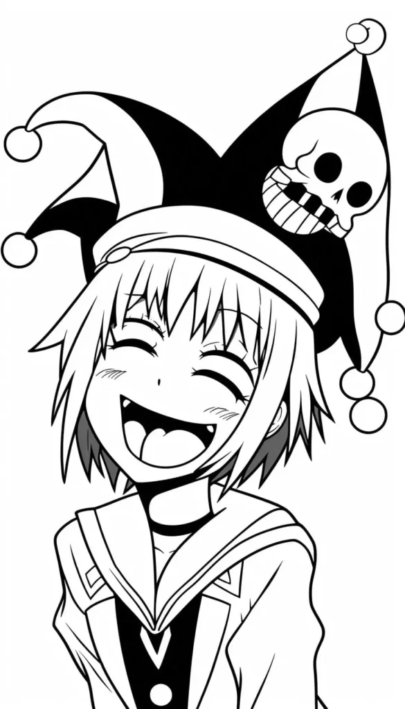 Kuromi anime girl laughing Coloring Pages