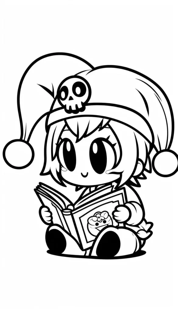 Kuromi reading a book Coloring sheet