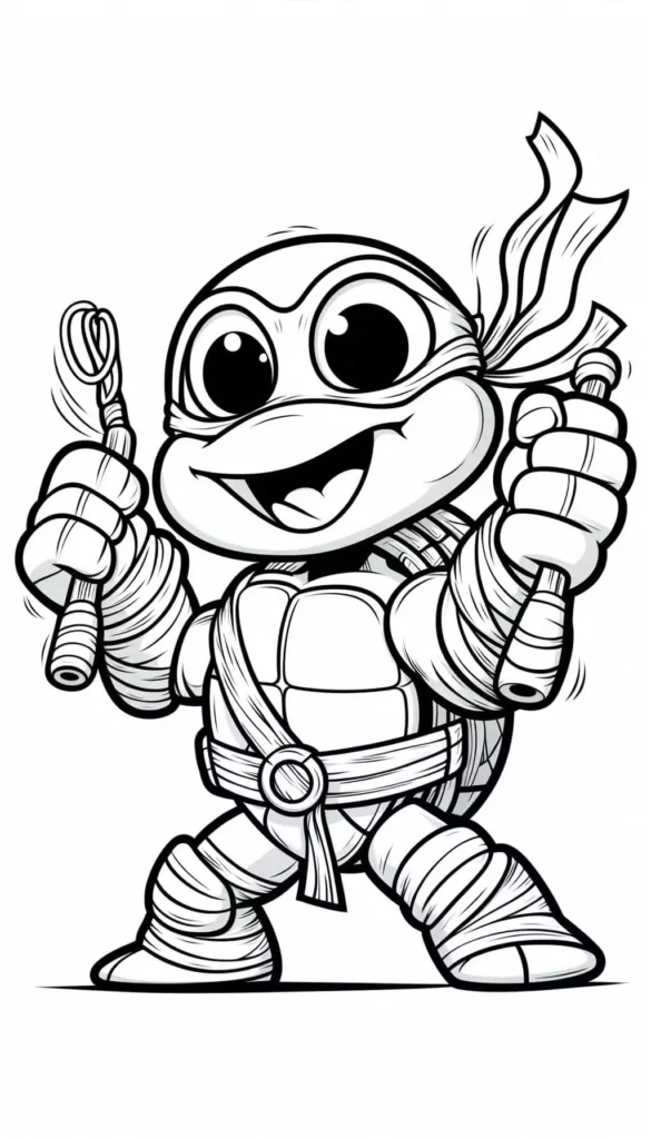 Mikey Ninja Turtle Coloring Pages