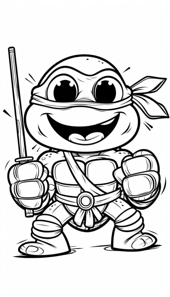 Mikey Ninja Turtle Coloring Pages