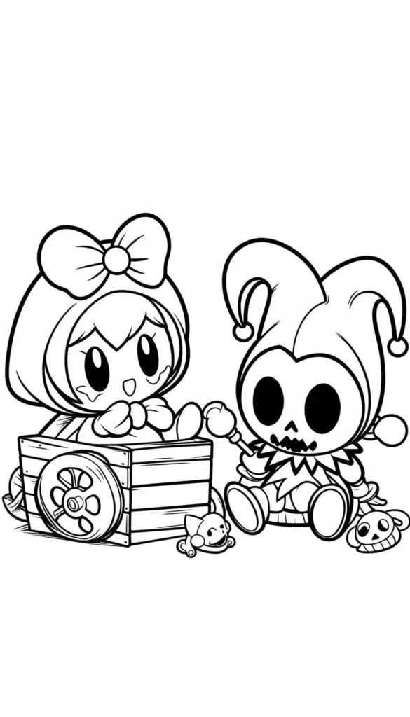 My Melody and Kuromi boy sitting on the floor