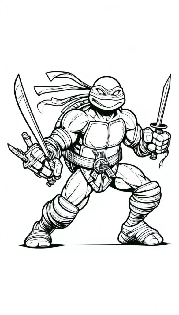 Teenage Mutant Ninja Turtle Coloring Pages-fighting pose