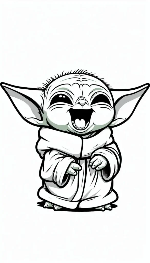 Halloween Baby Yoda Coloring Pages-standing pose