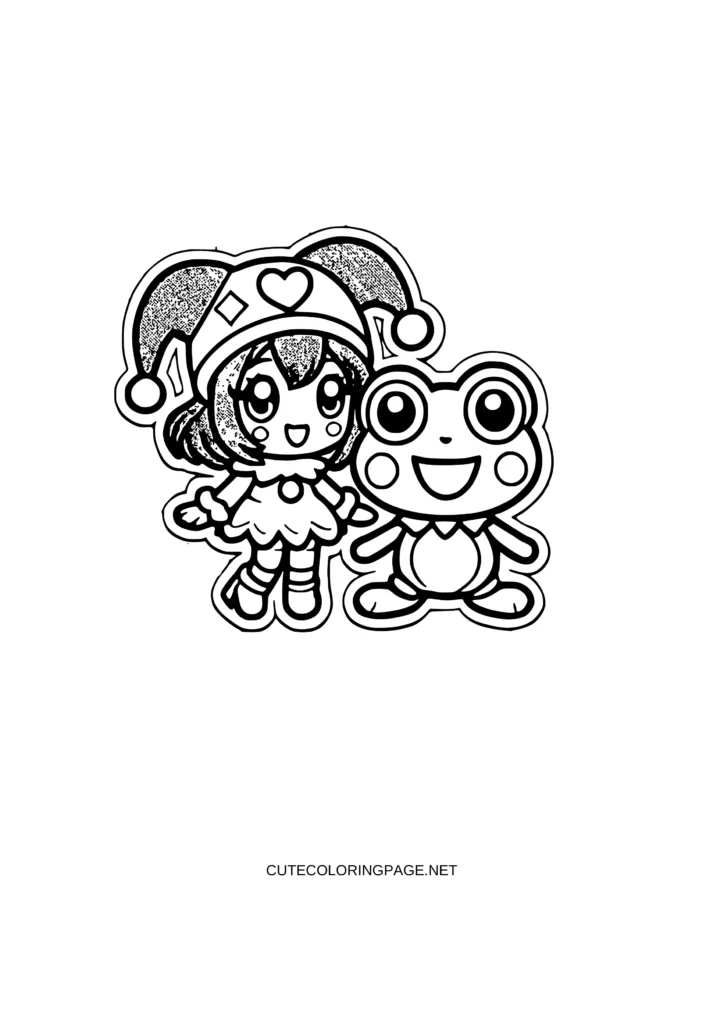 anime Kuromi and Keroppi Coloring Pages