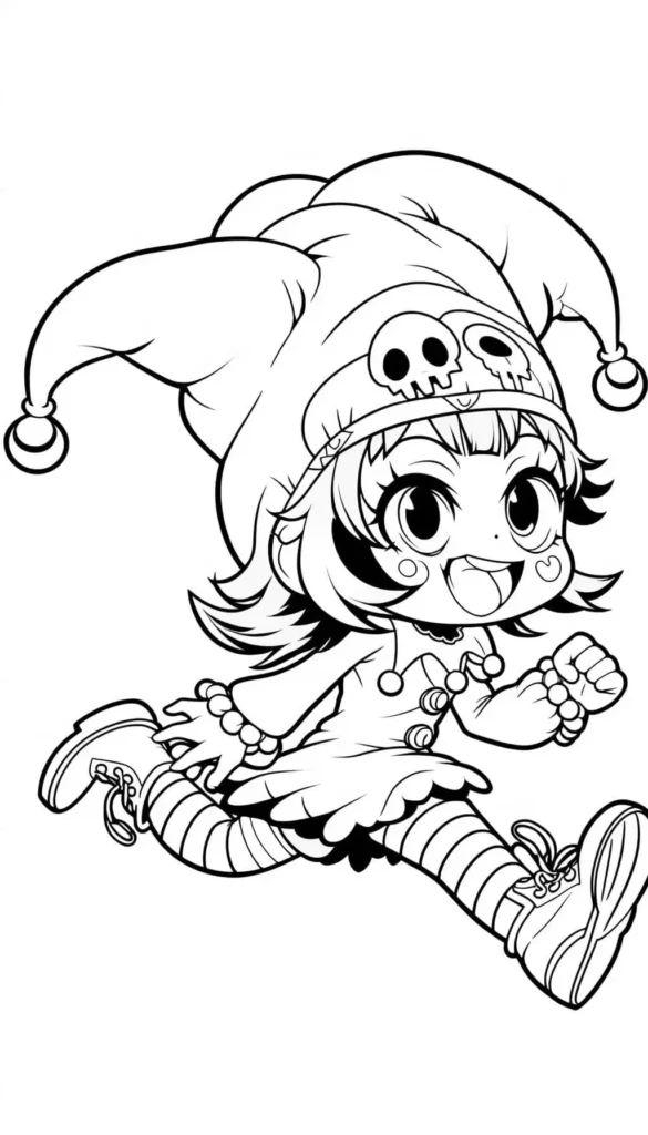anime Kuromi running wearing her iconic cap