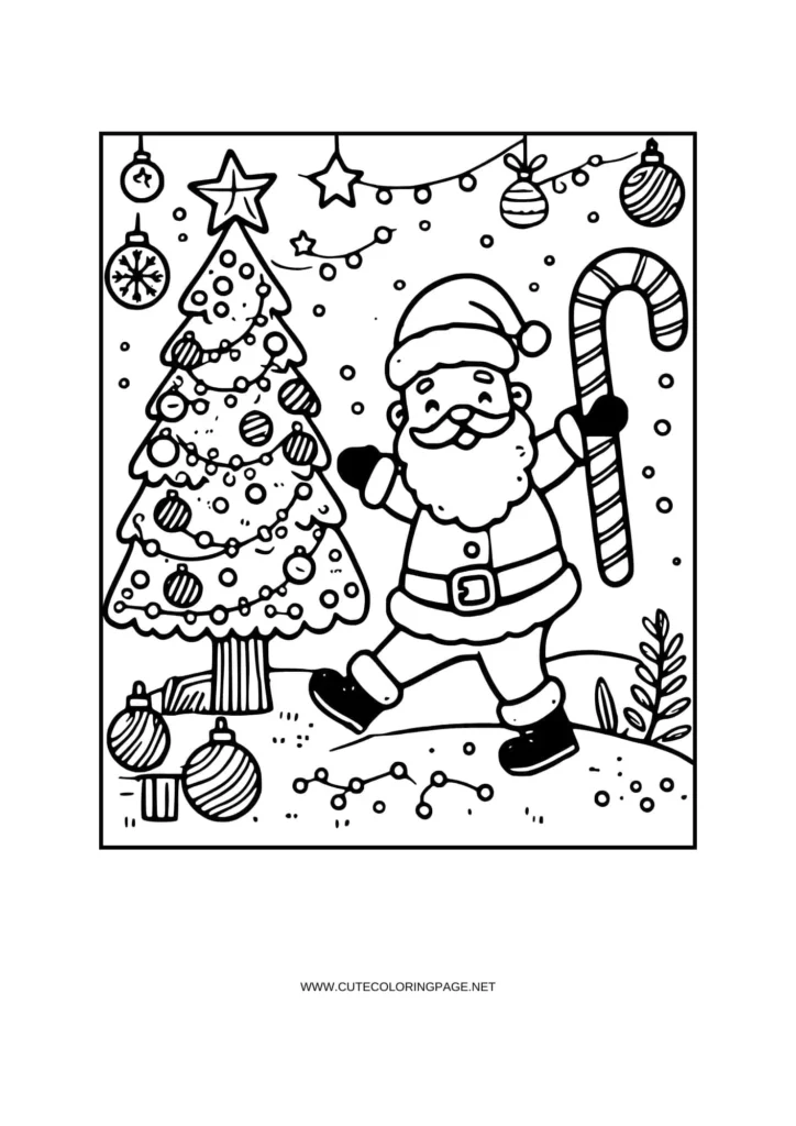 christmas tree with santa claus coloring pages