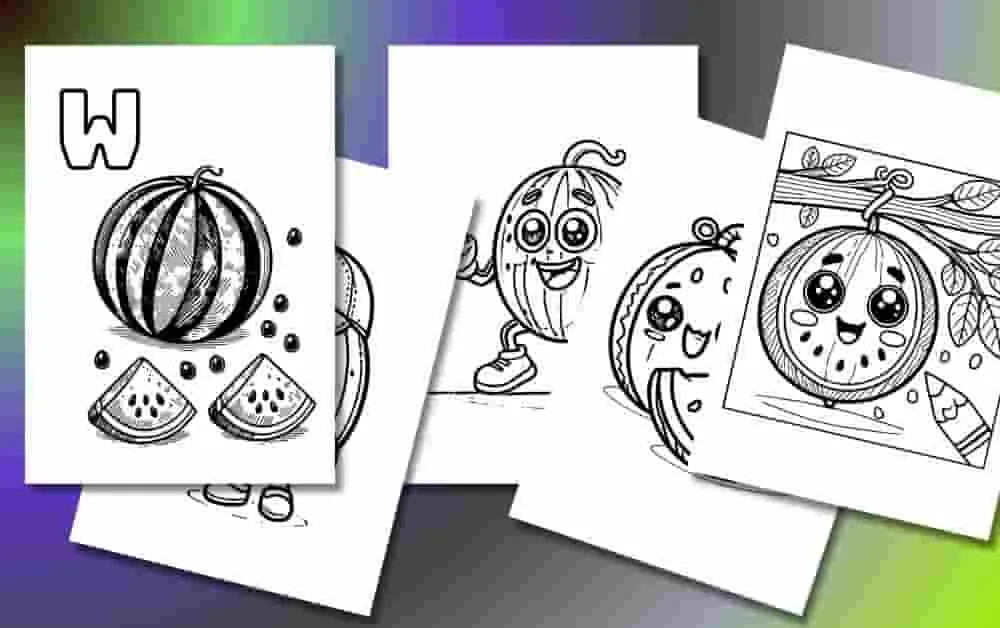 Cute Watermelon Coloring Pages For Kids [Free Printable PDFs]